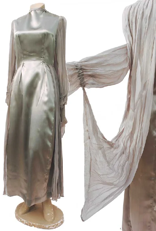 1950s Vintage Silver Evening Dress with Wings • Spirit of Ecstasy • Georgette Wings Tunics Practical durable 1950s Vintage Silver Evening Dress with Wings • Spirit of Ecstasy • Georgette Wings Tunics Practical durable