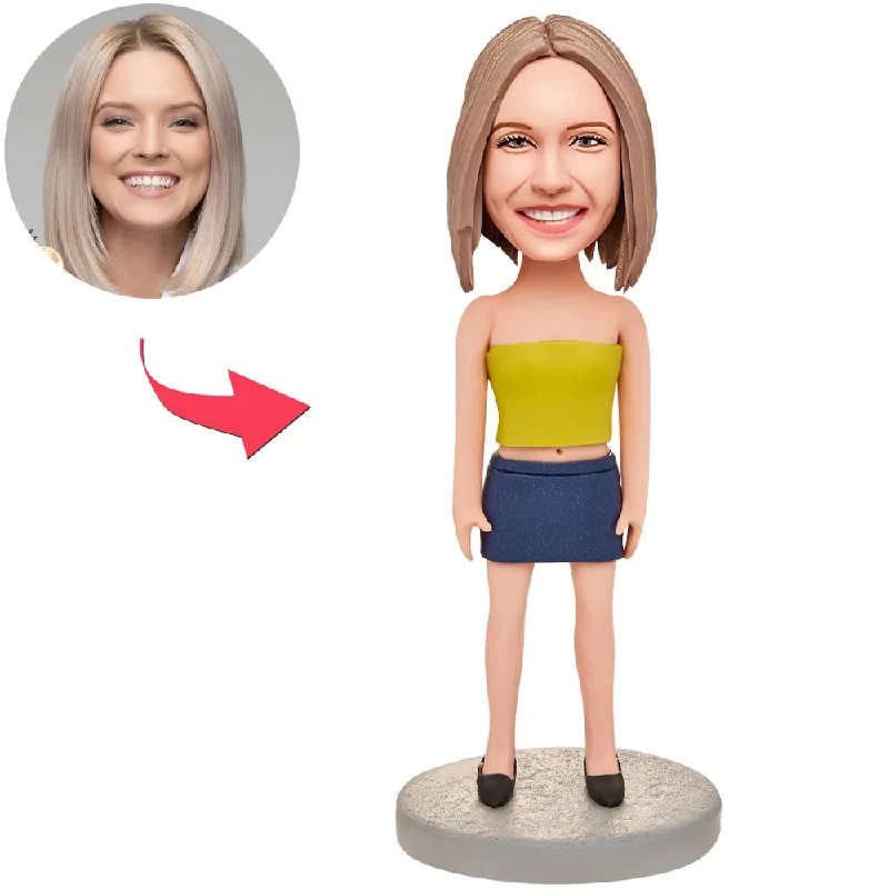 Fashion Woman Wearing Dress Custom Bobbleheads With Engraved Text Tunics Lace romantic Fashion Woman Wearing Dress Custom Bobbleheads With Engraved Text Tunics Lace romantic