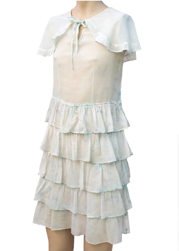 1920s Vintage Girl's Tiered Ruffle Ra Ra White Cotton Dress | Capelet Tunics Bestseller popular 1920s Vintage Girl's Tiered Ruffle Ra Ra White Cotton Dress | Capelet Tunics Bestseller popular