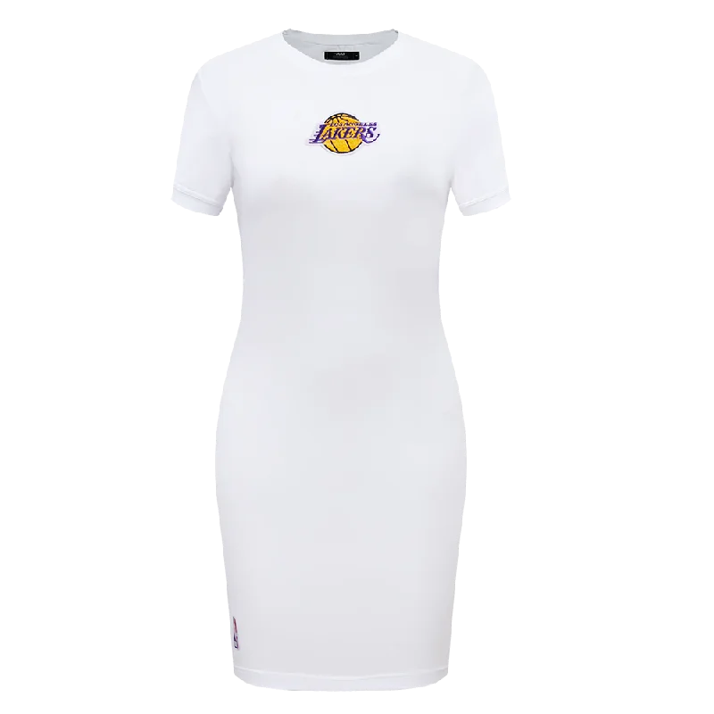 NBA LOS ANGELES LAKERS CLASSIC WOMEN'S BODY CON DRESS (WHITE) Tunics Travel practical NBA LOS ANGELES LAKERS CLASSIC WOMEN'S BODY CON DRESS (WHITE) Tunics Travel practical