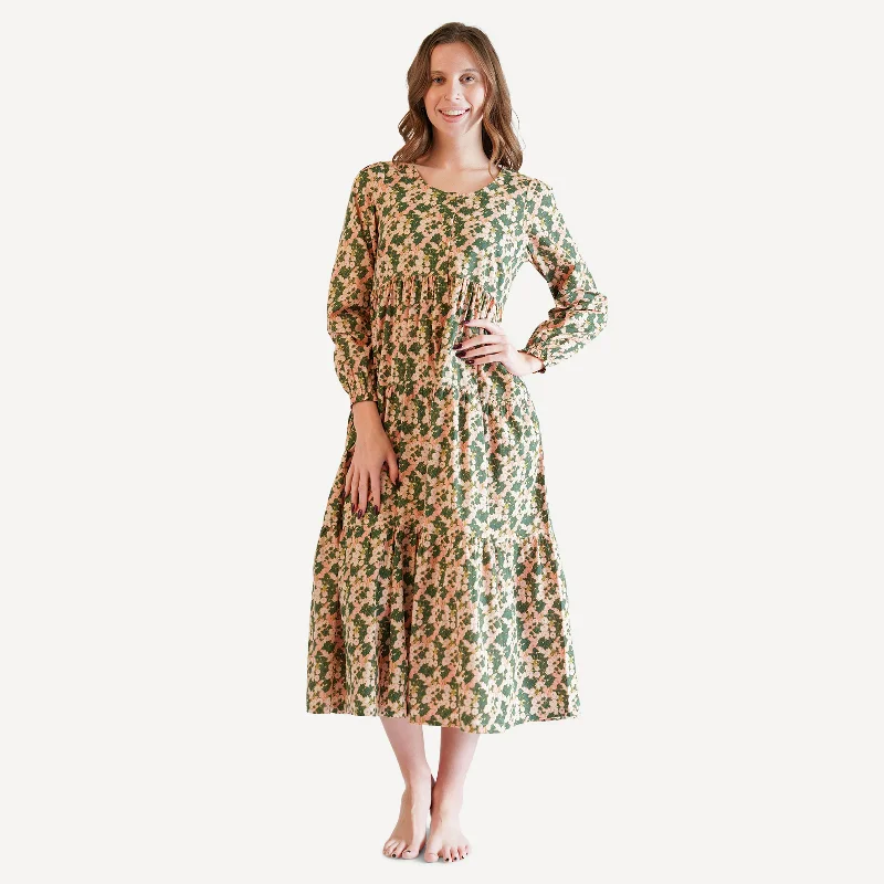 womens long sleeve prairie dress | ivy floral | organic cotton woven Tunics Formal black womens long sleeve prairie dress | ivy floral | organic cotton woven Tunics Formal black