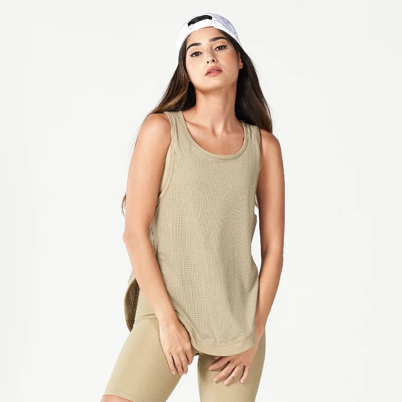 Code All Day Tank - Sand cropped tank top