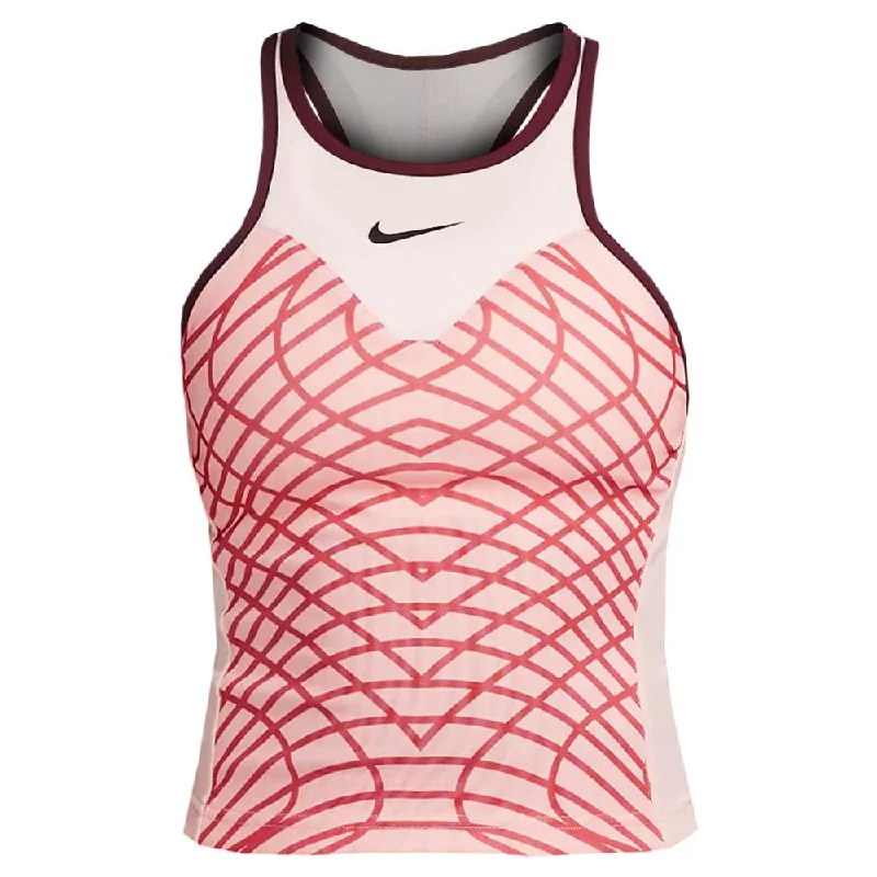 Nike Women's Slam Tank - Pink Bloom/Night Maroon sheer tank top