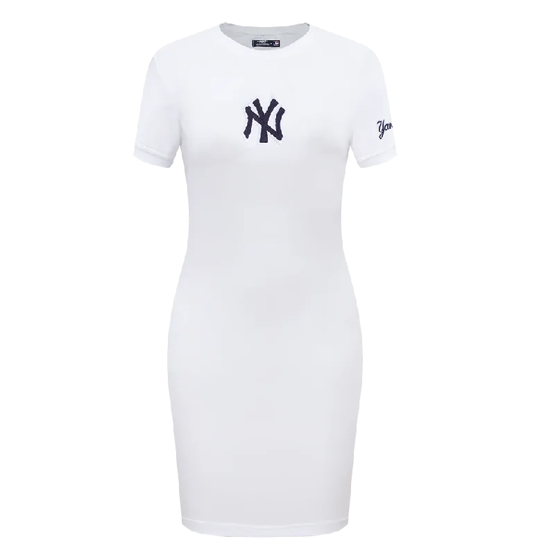 MLB NEW YORK YANKEES CLASSIC WOMEN'S BODY CON DRESS (WHITE) Tunics Versatile all-occasion MLB NEW YORK YANKEES CLASSIC WOMEN'S BODY CON DRESS (WHITE) Tunics Versatile all-occasion