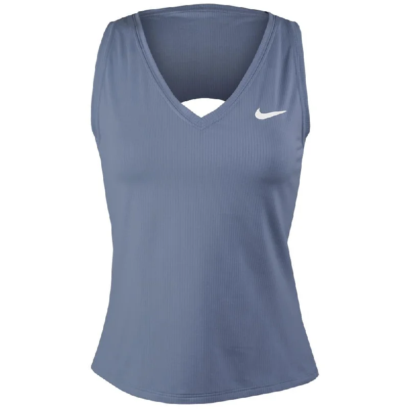 Nike Women's Victory Tank - Diffused Blue/White mesh tank top