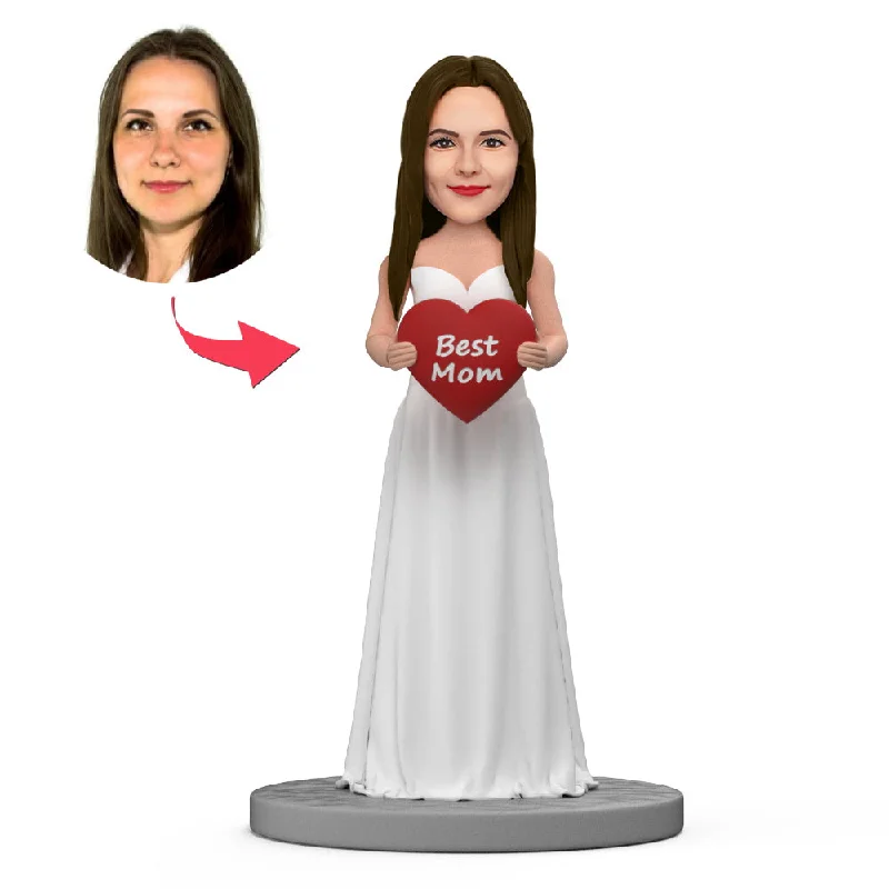 Mother's Day Gift White Long Dress Best Mom Custom Bobblehead With Engraved Text Tunics Corduroy durable Mother's Day Gift White Long Dress Best Mom Custom Bobblehead With Engraved Text Tunics Corduroy durable