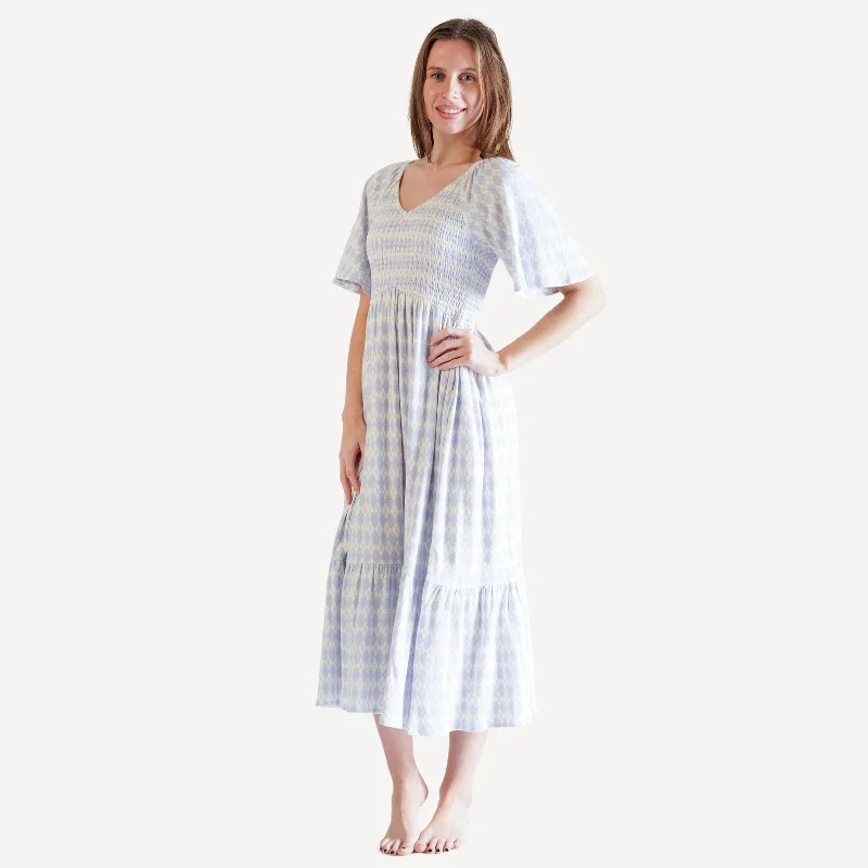 womens rosette dress | arctic argyle | organic cotton interlock Tunics Office stylish womens rosette dress | arctic argyle | organic cotton interlock Tunics Office stylish