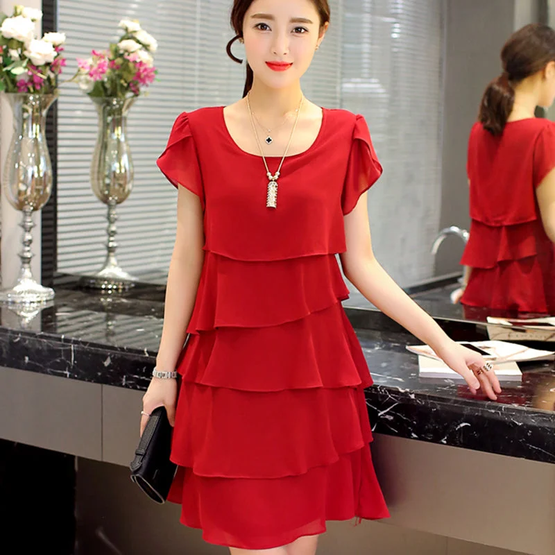 Summer Chiffon Dress The New Fashion Women Plus Size 5XL Loose Cascading Ruffle Red Dresses Causal Ladies Elegant Party Cocktail Tunics Exclusive limited Summer Chiffon Dress The New Fashion Women Plus Size 5XL Loose Cascading Ruffle Red Dresses Causal Ladies Elegant Party Cocktail Tunics Exclusive limited