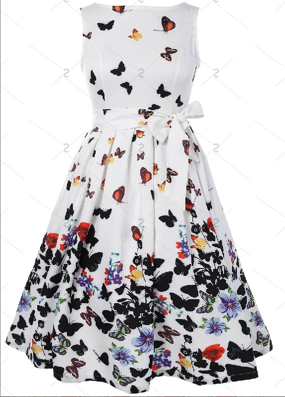 New Women Vintage 50s 60s Retro Swing Pinup Sleeveless Evening Garden Party Pleated Dress Sweet Womens Butterfly Print Dresses Tunics Evening elegant New Women Vintage 50s 60s Retro Swing Pinup Sleeveless Evening Garden Party Pleated Dress Sweet Womens Butterfly Print Dresses Tunics Evening elegant