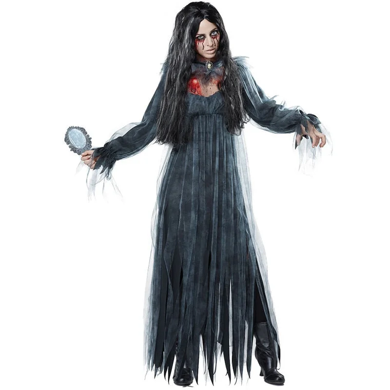 Halloween Graveyard Zombie Bride Costume Scary Gothic Ghost Spooky Fancy Dress For Adult Women Size M-XL empire Waist empire Halloween Graveyard Zombie Bride Costume Scary Gothic Ghost Spooky Fancy Dress For Adult Women Size M-XL empire Waist empire