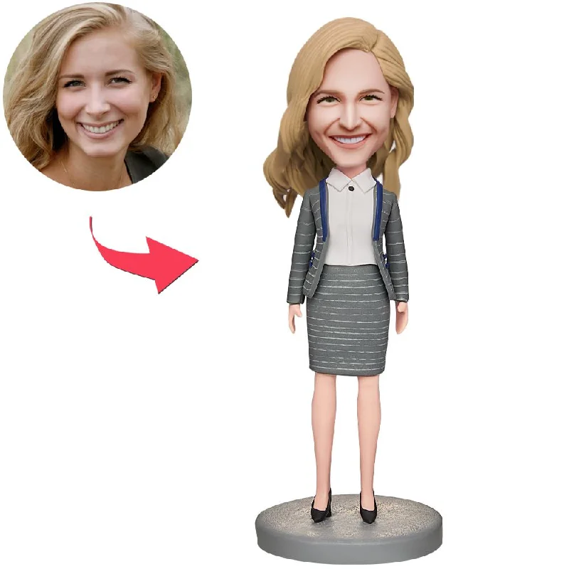 Dress Formally Business Woman Custom Bobbleheads With Engraved Text Tunics Satin smooth Dress Formally Business Woman Custom Bobbleheads With Engraved Text Tunics Satin smooth