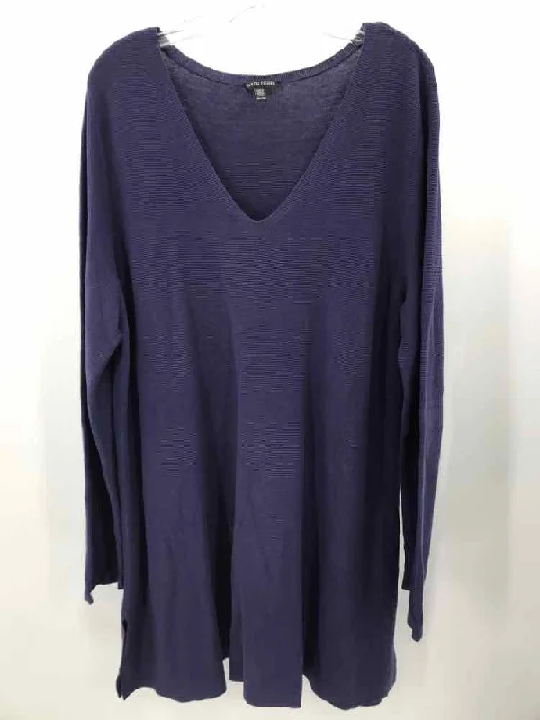 Pre-Owned Eileen Fisher Purple Size XL Sweater Spandex Blend Rayon Blend Denim Blend Pre-Owned Eileen Fisher Purple Size XL Sweater Spandex Blend Rayon Blend Denim Blend