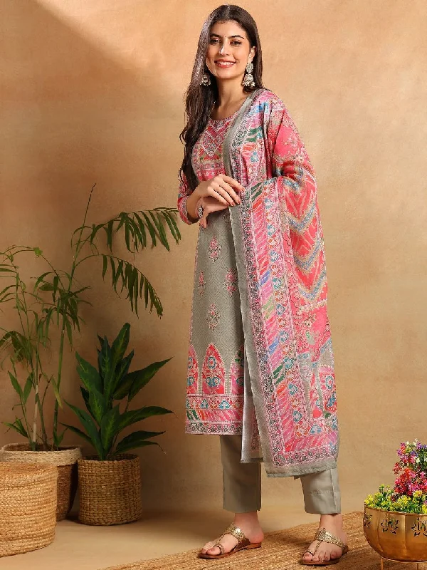 Green Rayon Blend Ethnic Motifs Printed Straight Kurta Trousers With Dupatta Trousers Print Floral Green Rayon Blend Ethnic Motifs Printed Straight Kurta Trousers With Dupatta Trousers Print Floral