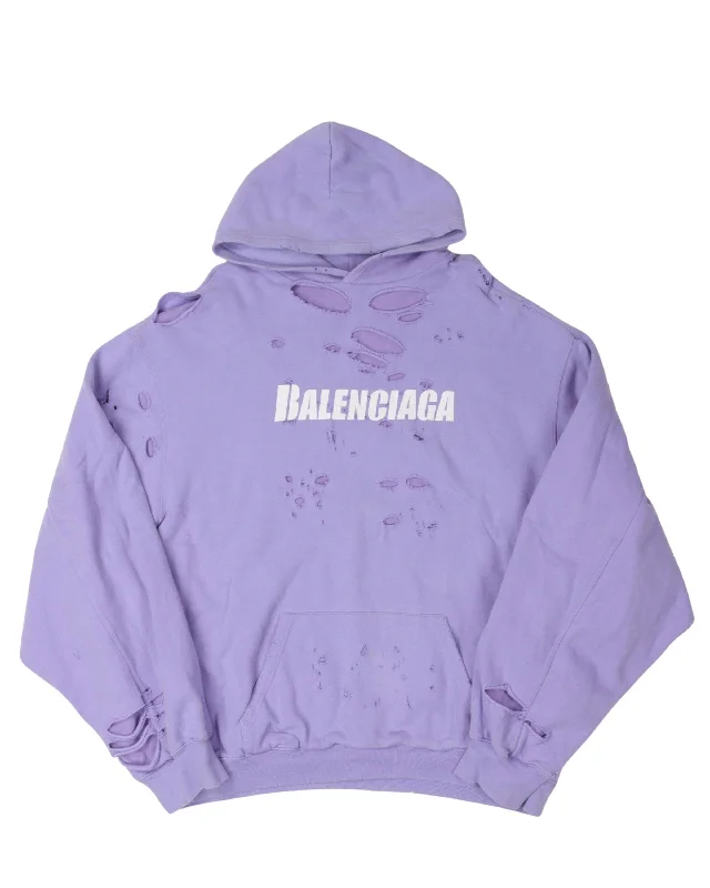 Oversized Distressed Hoodie Hoodie with Print Artistic Unique