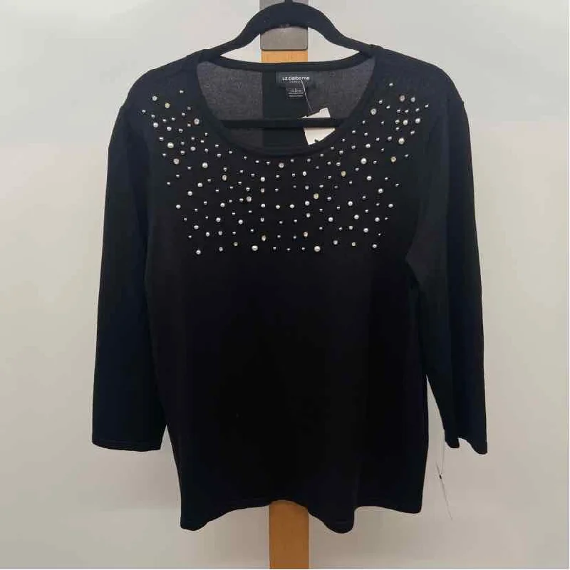 Liz Claiborne Women's Size L Black Beaded Sweater Hooded Sweater Collared Sweater Shawl Collar Liz Claiborne Women's Size L Black Beaded Sweater Hooded Sweater Collared Sweater Shawl Collar