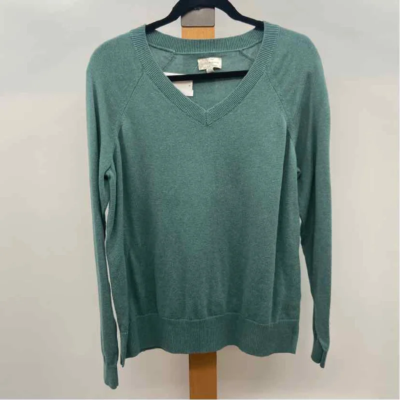 Lucky Brand Women's Size M Green Solid Sweater Graphic Sweater Embroidered Appliqued Lucky Brand Women's Size M Green Solid Sweater Graphic Sweater Embroidered Appliqued