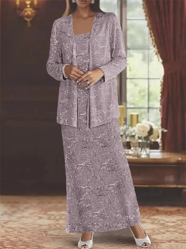 Chiffon Scoop Ankle-length Mother of the Bride Dresses with Sequins & Jacket Chenille Fabric Brocade Fabric Lace Fabric Chiffon Scoop Ankle-length Mother of the Bride Dresses with Sequins & Jacket Chenille Fabric Brocade Fabric Lace Fabric