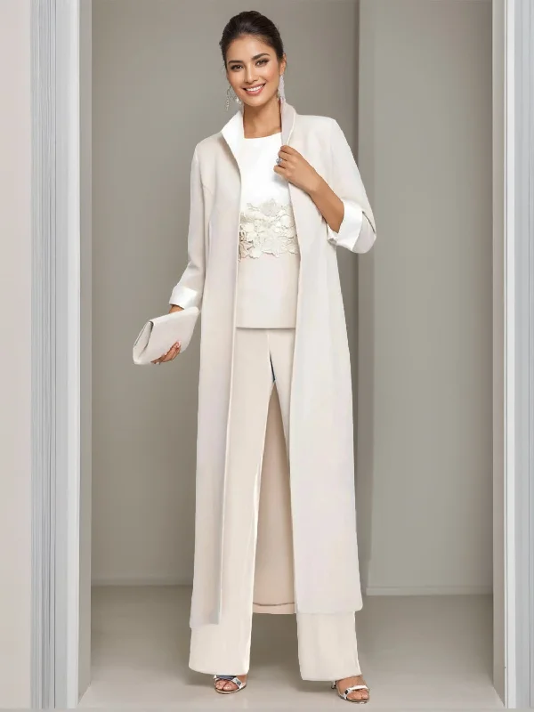 3 Pieces Square-Neck Ankle Length Mother of the Bride Pantsuits with Jacket & Appliques Lace Plaid Jacket Tartan Jacket Houndstooth Jacket 3 Pieces Square-Neck Ankle Length Mother of the Bride Pantsuits with Jacket & Appliques Lace Plaid Jacket Tartan Jacket Houndstooth Jacket