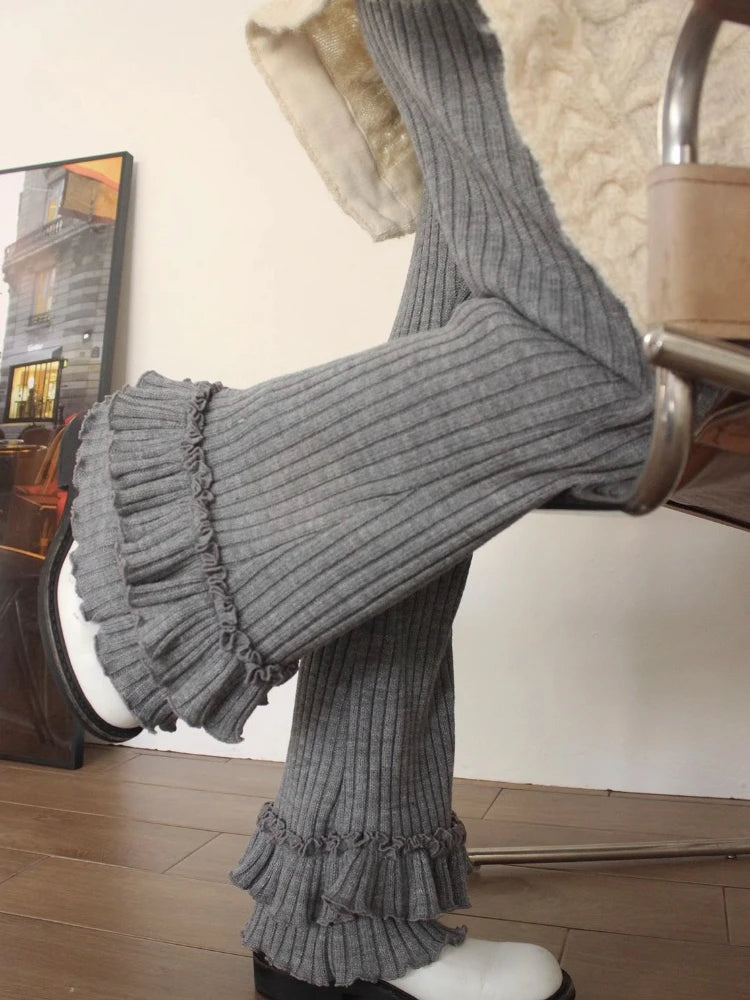 Advbridge Korean Casual Women Knitted Ruffles Flare Pants Vintage Simple Fashion All Match Wide Leg Trousers Y2k Grunge Mujer Pantalones Trousers Plaid Checkered Advbridge Korean Casual Women Knitted Ruffles Flare Pants Vintage Simple Fashion All Match Wide Leg Trousers Y2k Grunge Mujer Pantalones Trousers Plaid Checkered