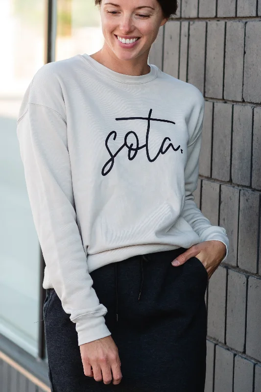 Cream Sota Crewneck Sweatshirt - FINAL SALE Hoodie with Mock Neck Collared Structured Cream Sota Crewneck Sweatshirt - FINAL SALE Hoodie with Mock Neck Collared Structured