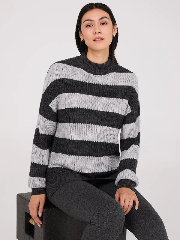 Striped Mock Neck Sweater With Side Slits Faux Fur Fabric Real Fur Fabric Shearling Fabric Striped Mock Neck Sweater With Side Slits Faux Fur Fabric Real Fur Fabric Shearling Fabric