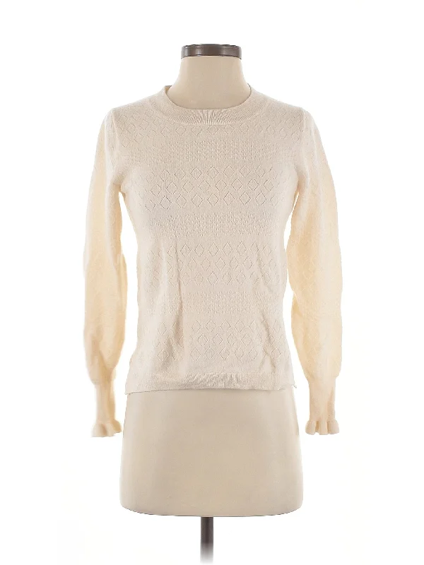 Cashmere Pullover Sweater Faux Fur Trim