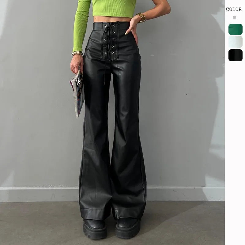 Advbridge Fashion Sexy Y2K PU Pants Summer High Waist Lace-up Micro-Pull Leather Pants Casual Streetwear Trousers Pants for Women Trousers Bestseller Popular Advbridge Fashion Sexy Y2K PU Pants Summer High Waist Lace-up Micro-Pull Leather Pants Casual Streetwear Trousers Pants for Women Trousers Bestseller Popular