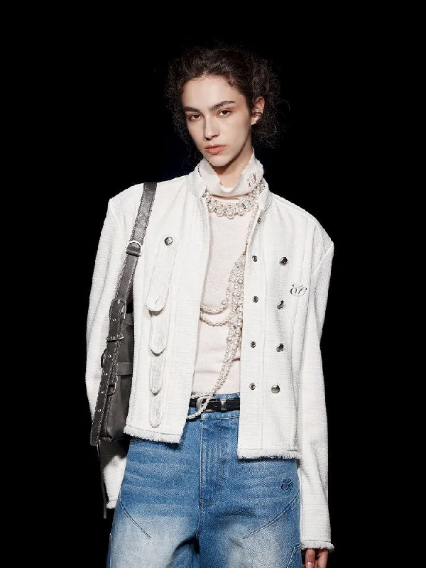 Chambray Suede Buttoned Court Jacket【s0000005473】 Elasticated Jacket Padded Jacket Insulated Jacket Chambray Suede Buttoned Court Jacket【s0000005473】 Elasticated Jacket Padded Jacket Insulated Jacket