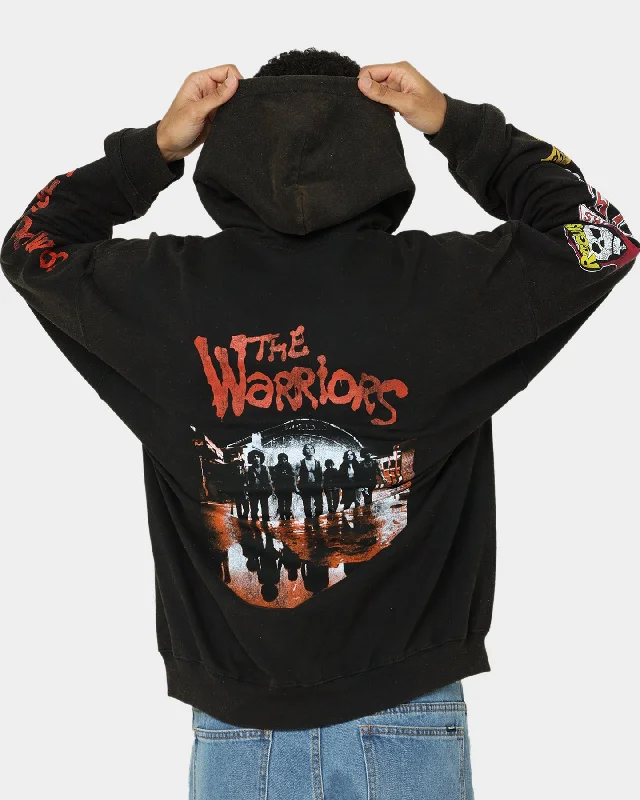 American Thrift X The Warriors The Warriors Vintage Hoodie Black Wash Hoodie with Ribbed Cuffs Snug Fit Comfort