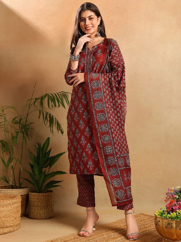 Brown Rayon Blend Floral Printed Straight Kurta Trousers With Dupatta Trousers Cargo pockets Brown Rayon Blend Floral Printed Straight Kurta Trousers With Dupatta Trousers Cargo pockets