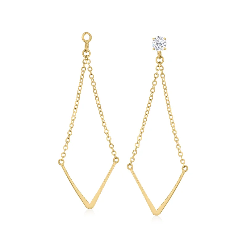 Ross-Simons 14kt Yellow Gold V-Shaped Chandelier Earring Jackets Denim Jacket Leather Jacket Suede Jacket Ross-Simons 14kt Yellow Gold V-Shaped Chandelier Earring Jackets Denim Jacket Leather Jacket Suede Jacket