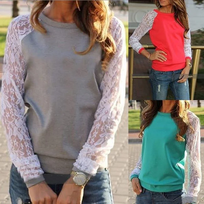 Women Lace Patchwork Hoodies Sweatshirts Full Sleeve O-neck Casual Pullovers Plus Size Turtleneck Warm Pullover Women Lace Patchwork Hoodies Sweatshirts Full Sleeve O-neck Casual Pullovers Plus Size Turtleneck Warm Pullover