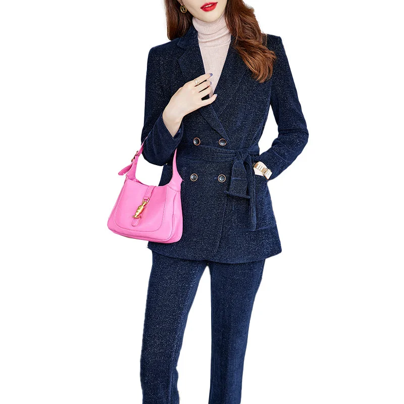 High-quality Velvet Fabric Business Pant Suit 2 Piece Set for Women OEM Jacket and Trouser Double Breasted Office Lady Style Notch Collar Jacket Peter Pan Collar Jacket Cowl Neck Jacket High-quality Velvet Fabric Business Pant Suit 2 Piece Set for Women OEM Jacket and Trouser Double Breasted Office Lady Style Notch Collar Jacket Peter Pan Collar Jacket Cowl Neck Jacket