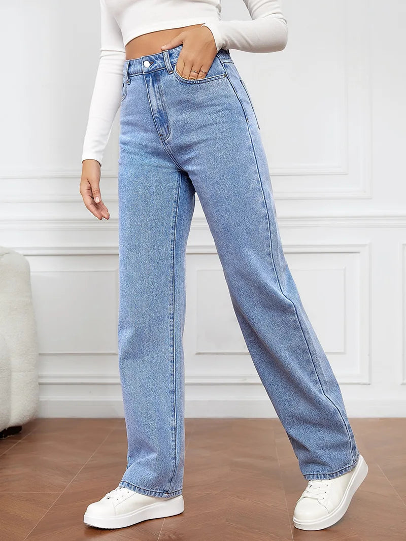 Advbridge Jeans Stretch Washed Denim Pants Women Summer Fashion Versatile Straight-Leg Denim Trousers Straight Jeans Chunky Pants Trousers Print Floral Advbridge Jeans Stretch Washed Denim Pants Women Summer Fashion Versatile Straight-Leg Denim Trousers Straight Jeans Chunky Pants Trousers Print Floral