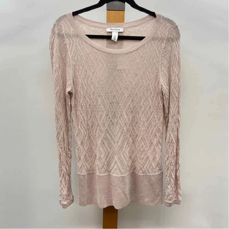 White House Black Market Women's Size M Blush Shimmer Sweater Nylon Fabric Polyester Fabric Spandex Fabric White House Black Market Women's Size M Blush Shimmer Sweater Nylon Fabric Polyester Fabric Spandex Fabric