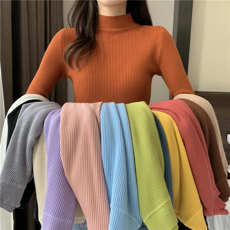 Sweater Top Women Ribbed Soft Mock Neck Elastic Pullover Warm Solid Color Slim Jumper Beaded Sweater Sequined Faux Fur Sweater Top Women Ribbed Soft Mock Neck Elastic Pullover Warm Solid Color Slim Jumper Beaded Sweater Sequined Faux Fur