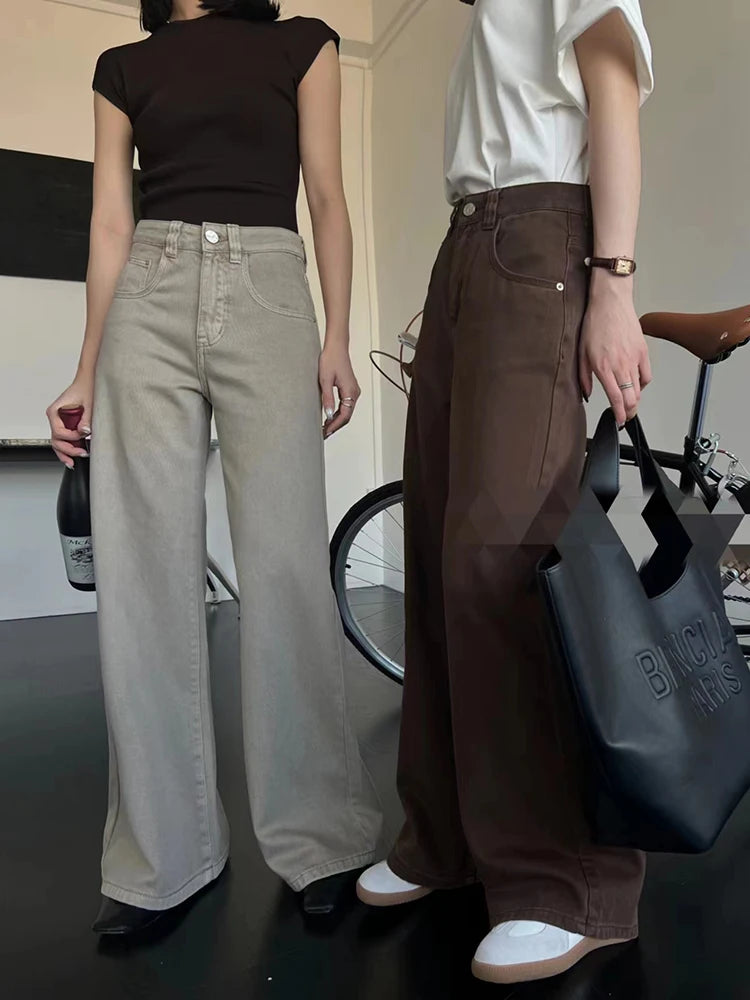 Advbridge Vintage Women High Waist Wide Leg Loose Casual Jeans Basic Y2K Fashion Pocket Zipper Denim Pants Coffee Khaki Trousers 2024 New Trousers Polka Dot Cute Advbridge Vintage Women High Waist Wide Leg Loose Casual Jeans Basic Y2K Fashion Pocket Zipper Denim Pants Coffee Khaki Trousers 2024 New Trousers Polka Dot Cute