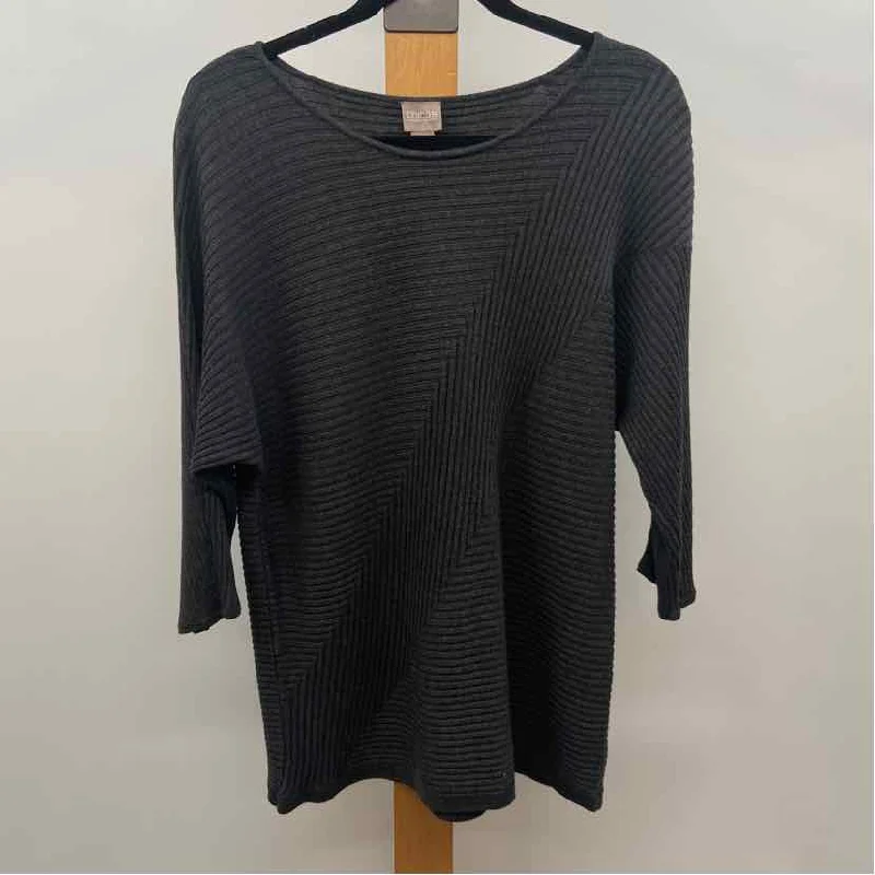 Chico's Women's Size L Charcoal Ribbed Sweater Long Sweater Short Sweater Cropped Sweater Chico's Women's Size L Charcoal Ribbed Sweater Long Sweater Short Sweater Cropped Sweater