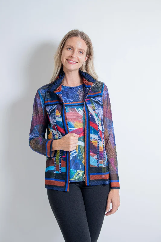 Blue Mixed Print Mesh Jacket & Tank Set Corduroy Jacket Velvet Jacket Brocade Jacket Blue Mixed Print Mesh Jacket & Tank Set Corduroy Jacket Velvet Jacket Brocade Jacket