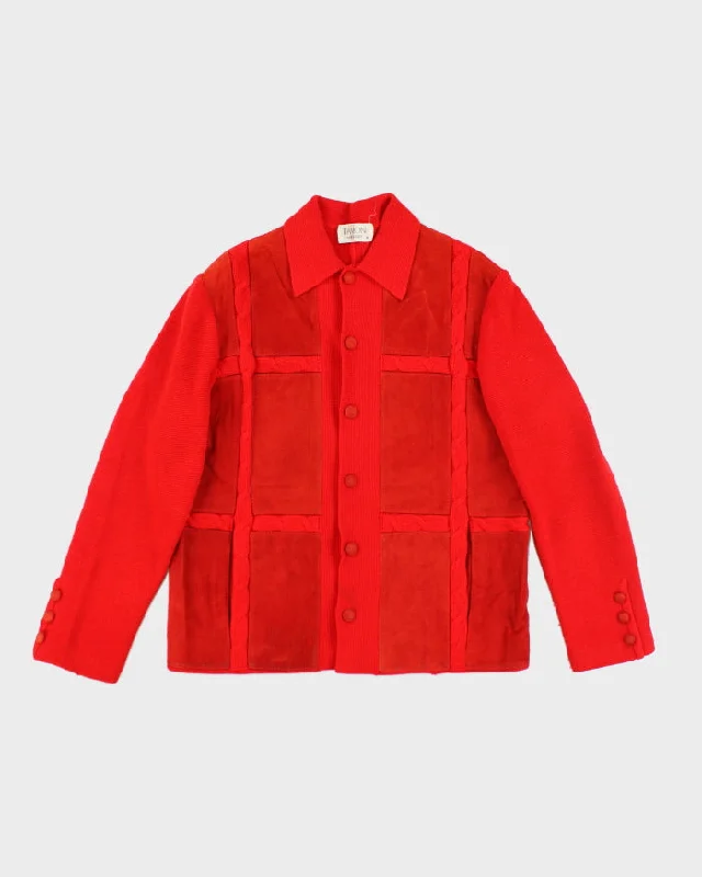 Vintage Damon Leather Patch Knit Jacket - M Oversized Jacket Tailored Jacket Straight Jacket Vintage Damon Leather Patch Knit Jacket - M Oversized Jacket Tailored Jacket Straight Jacket