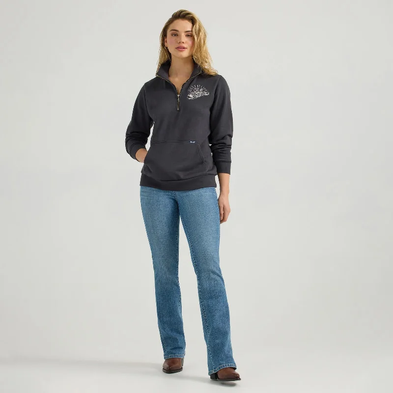 Ladies Wrangler Retro Vintage "Long Live Cowboys" 1/4 Zip Pullover - 112361176 Sheath Sleeve Elegant