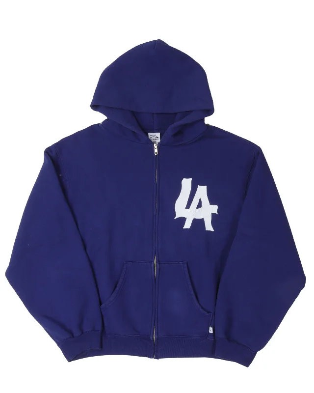 LA Noodle Zip-Up Hoodie Hoodie with Hem Embroidery Detailed Premium