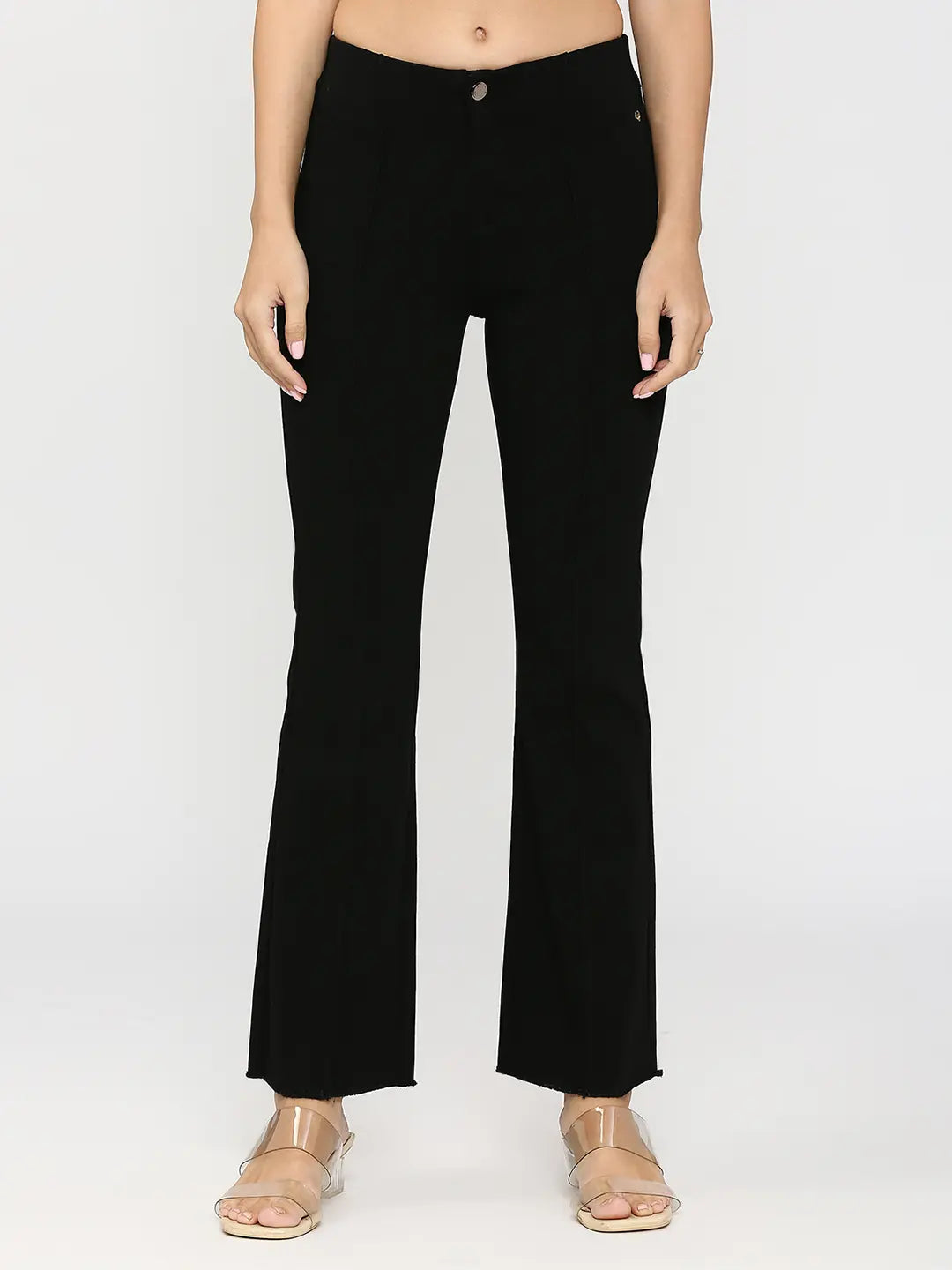 Spykar Black Regular Fit Ankle Length Mid Rise Trousers Trousers Leisure Comfortable Spykar Black Regular Fit Ankle Length Mid Rise Trousers Trousers Leisure Comfortable