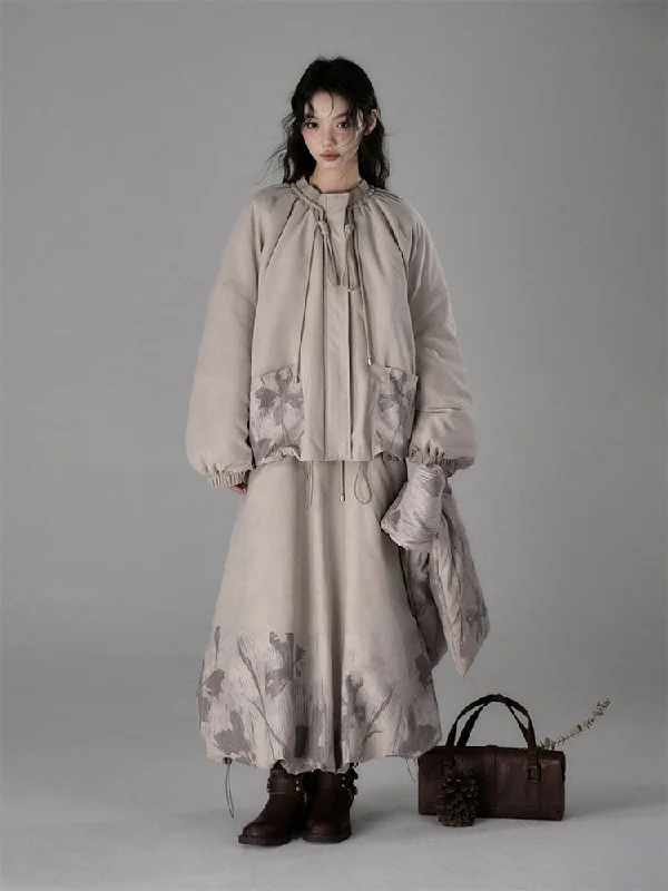 Loose cotton jacket + skirt + scarf【s0000005555】 Denim Jacket Leather Jacket Suede Jacket Loose cotton jacket + skirt + scarf【s0000005555】 Denim Jacket Leather Jacket Suede Jacket