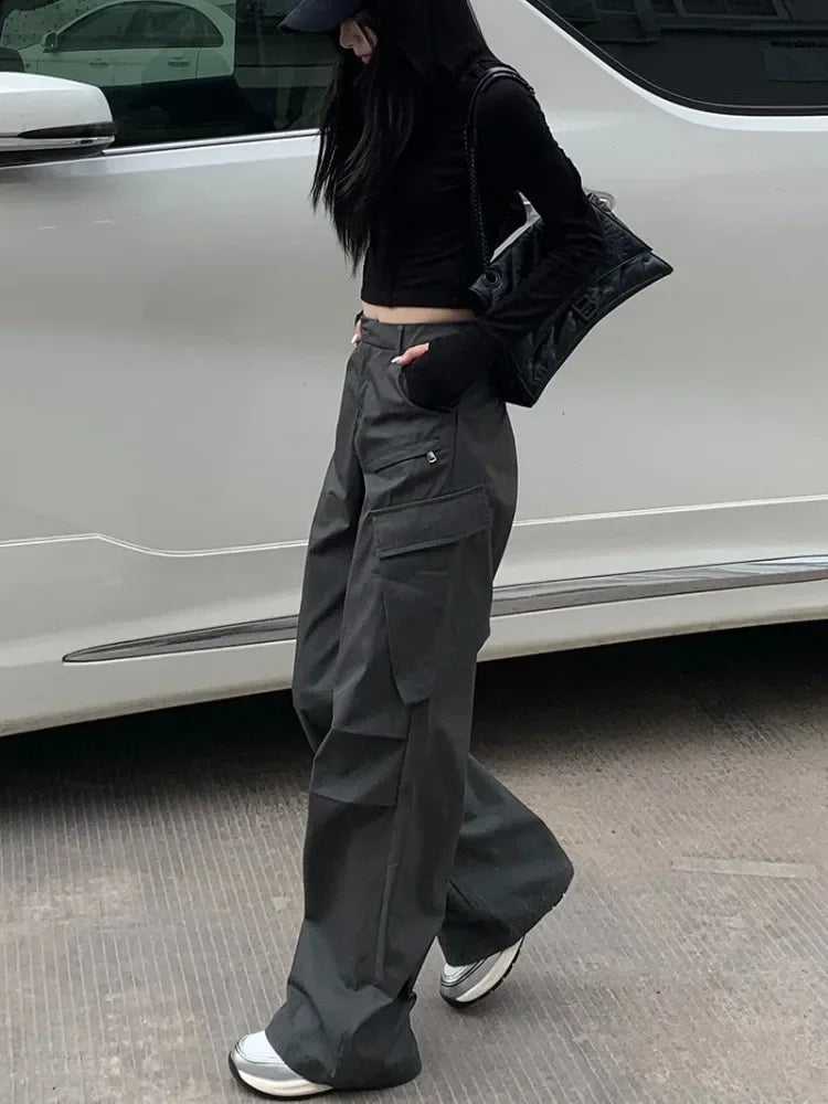 Advbridge Women Cargo Pants Grey Vintage Y2k Baggy Korean Style High Waist Trousers Techwear Aesthetic Female Streetwear Hippie Trousers Silk Elegant Advbridge Women Cargo Pants Grey Vintage Y2k Baggy Korean Style High Waist Trousers Techwear Aesthetic Female Streetwear Hippie Trousers Silk Elegant