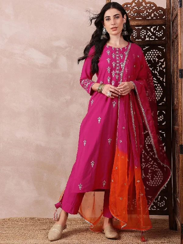 Pink Silk Blend Solid Embroidered Straight Kurta Trouser With Dupatta Trousers Formal Black Pink Silk Blend Solid Embroidered Straight Kurta Trouser With Dupatta Trousers Formal Black