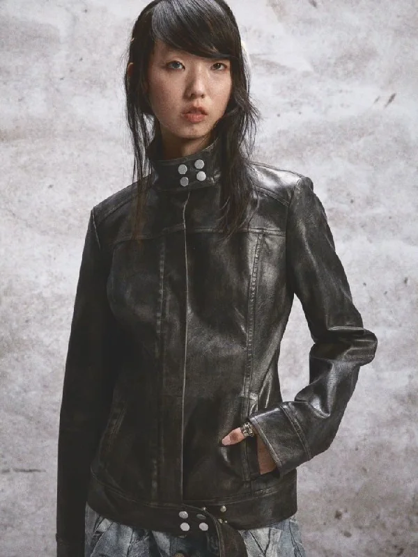Old Lapel Slim Leather Coat Jacket【s0000005767】 Trench Coat Raincoat Waterproof Jacket Old Lapel Slim Leather Coat Jacket【s0000005767】 Trench Coat Raincoat Waterproof Jacket
