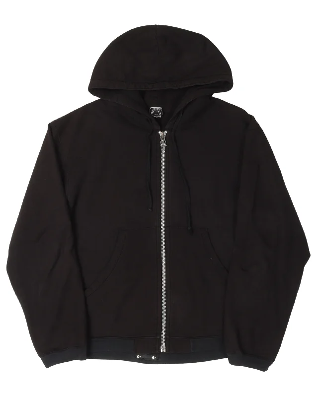 Vintage Leather Horseshoe Logo Zip-Up Hoodie Hoodie with Hem Lace Feminine Delicate