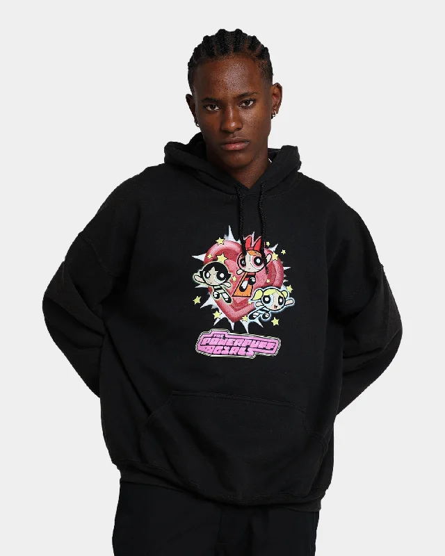 American Thrift X Powerpuff Girls Powerpuff Group Vintage Hoodie Black Wash Hoodie with Hidden Zipper Minimalist Clean American Thrift X Powerpuff Girls Powerpuff Group Vintage Hoodie Black Wash Hoodie with Hidden Zipper Minimalist Clean
