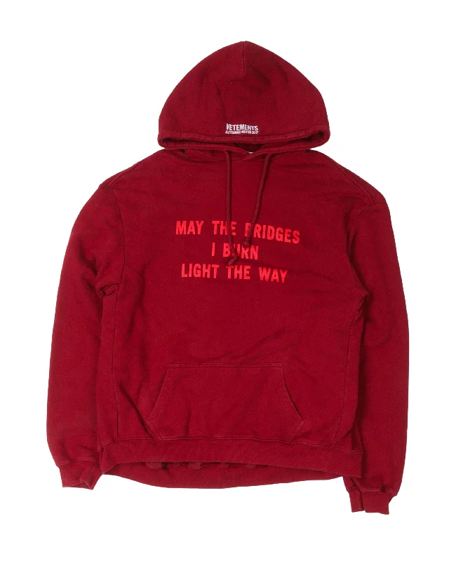 FW17 May The Bridges I Burn Light The Way Hoodie Hoodie Jacket Zipper Layering